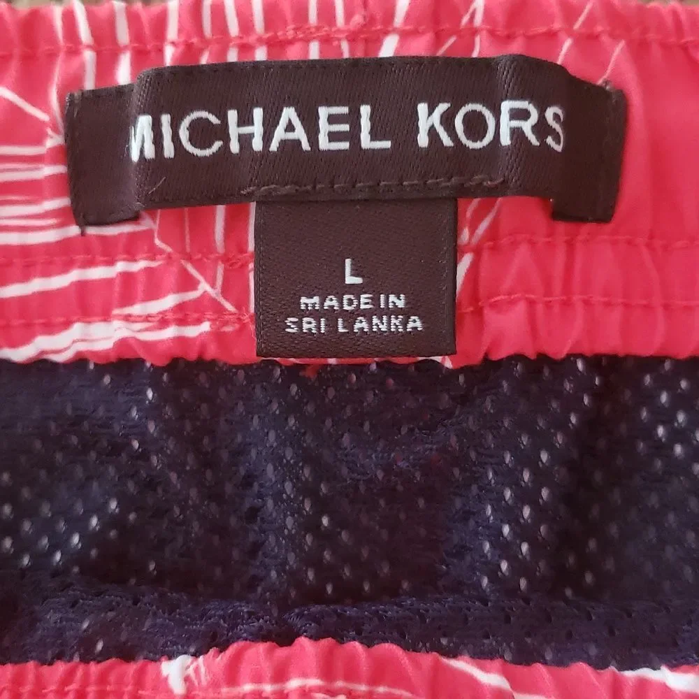 NWOT Michael Kors Hawaiian Palm Leaf Print Swim Trunks Sz L